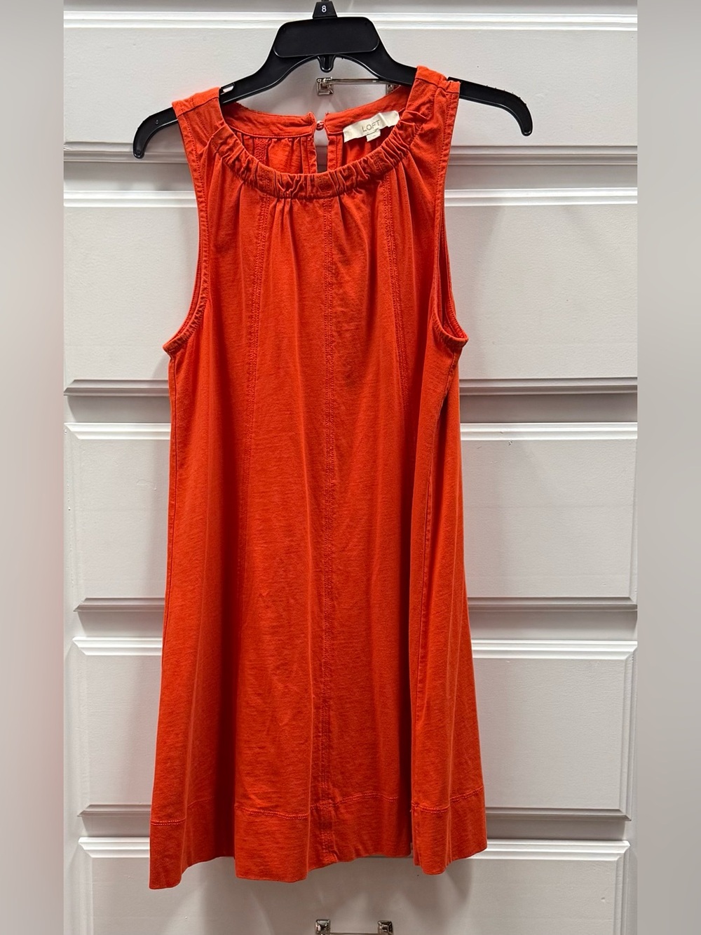 LOFT Bright Red/Orange Sleeveless Ruffle-Neck Mini Dress